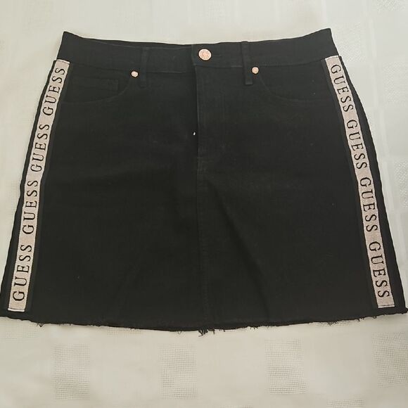 Guess Black and Gold Mini Pencil Skirt - Picture 1 of 16